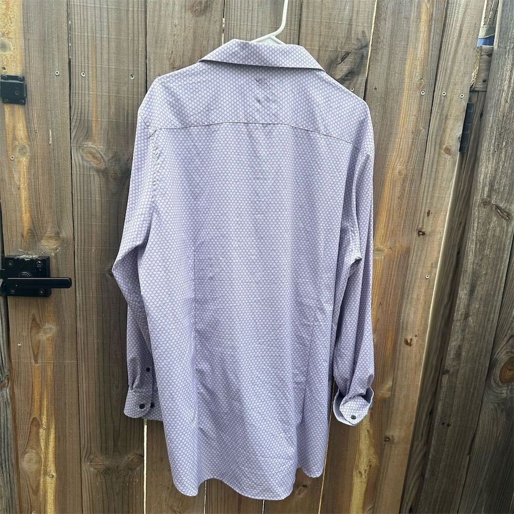 WRK Men's Geometric Dot Print Button-Up Dress Shirt Purple 17.5 - Picture 5 of 5